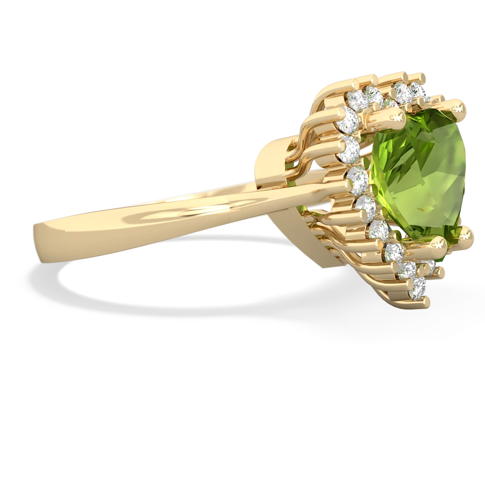 Peridot Sparkling Halo Heart 14K Yellow Gold ring R0391