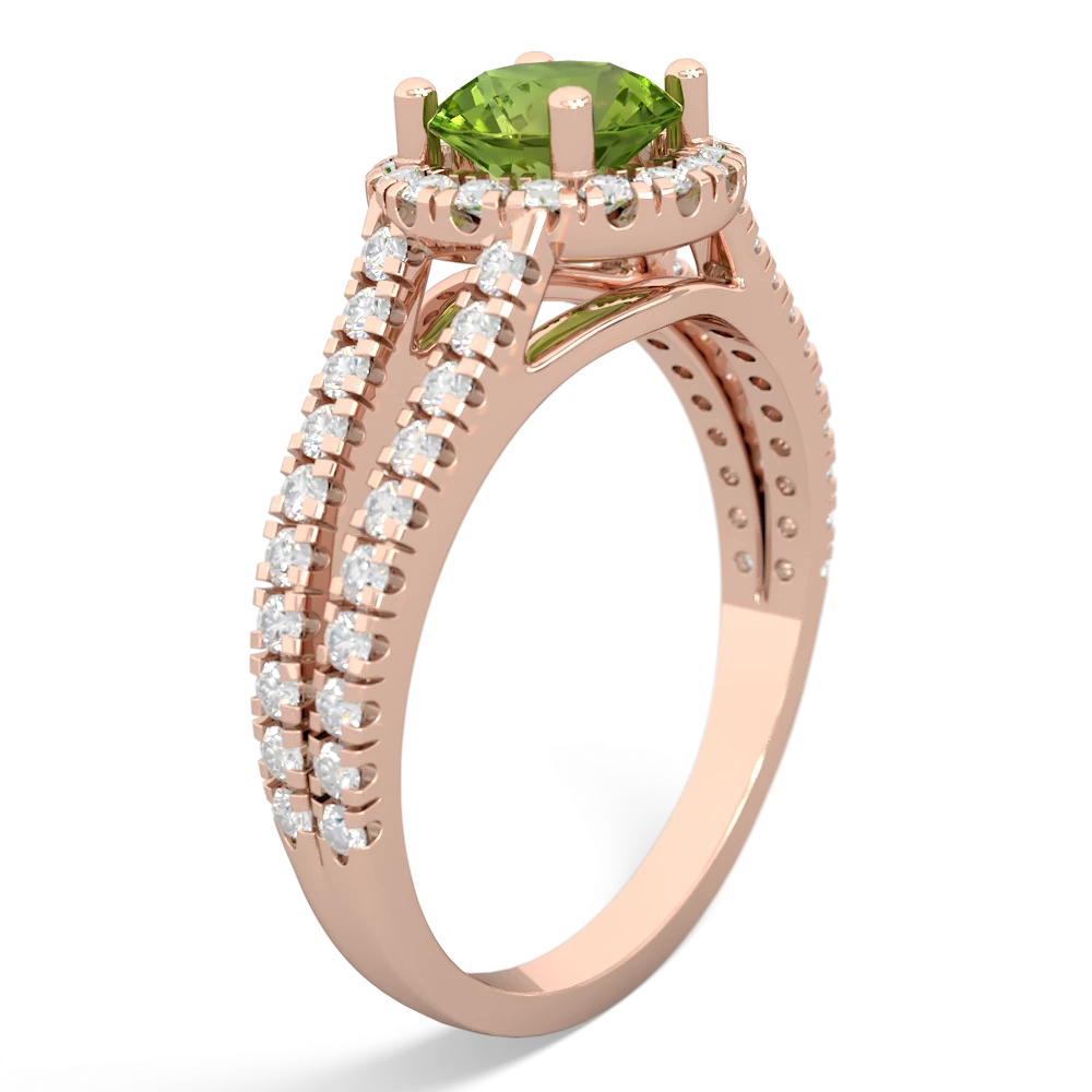 Peridot Pave Halo 14K Rose Gold ring R5490