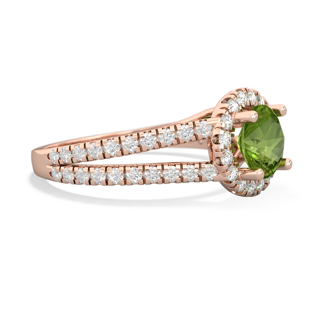 Peridot Pave Halo 14K Rose Gold ring R5490