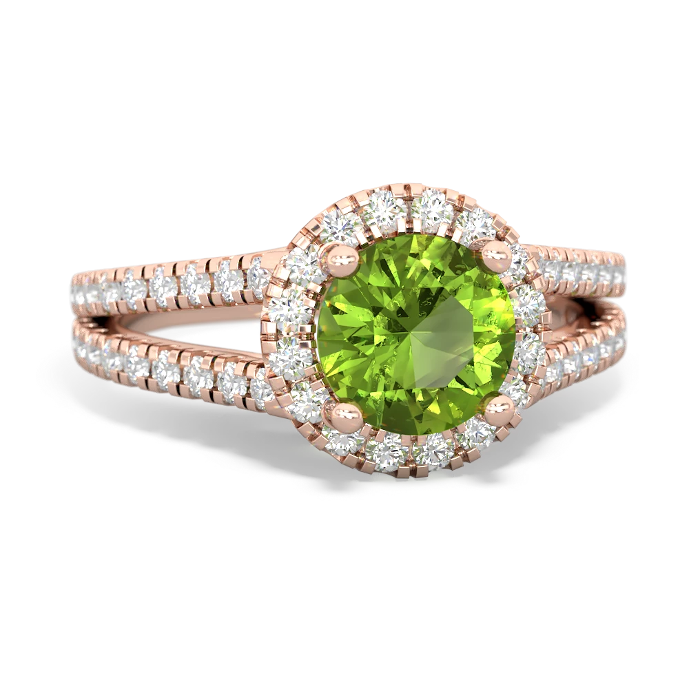 Peridot Pave Halo 14K Rose Gold ring R5490