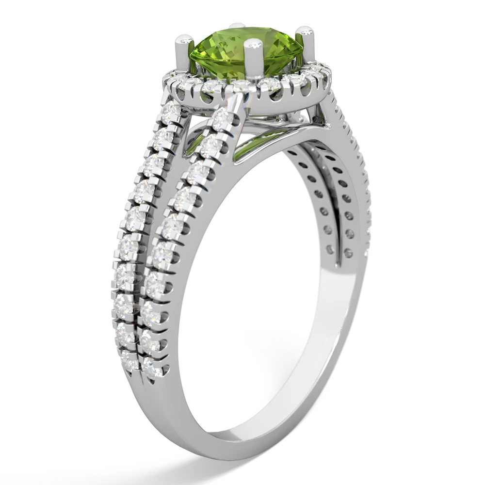 Peridot Pave Halo 14K White Gold ring R5490