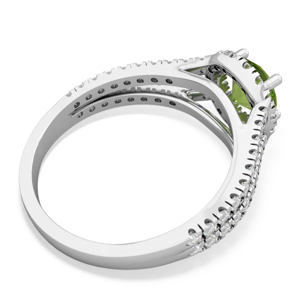 Peridot Pave Halo 14K White Gold ring R5490