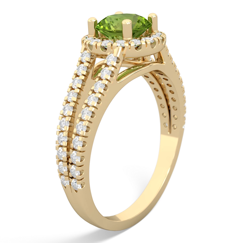 Peridot Pave Halo 14K Yellow Gold ring R5490