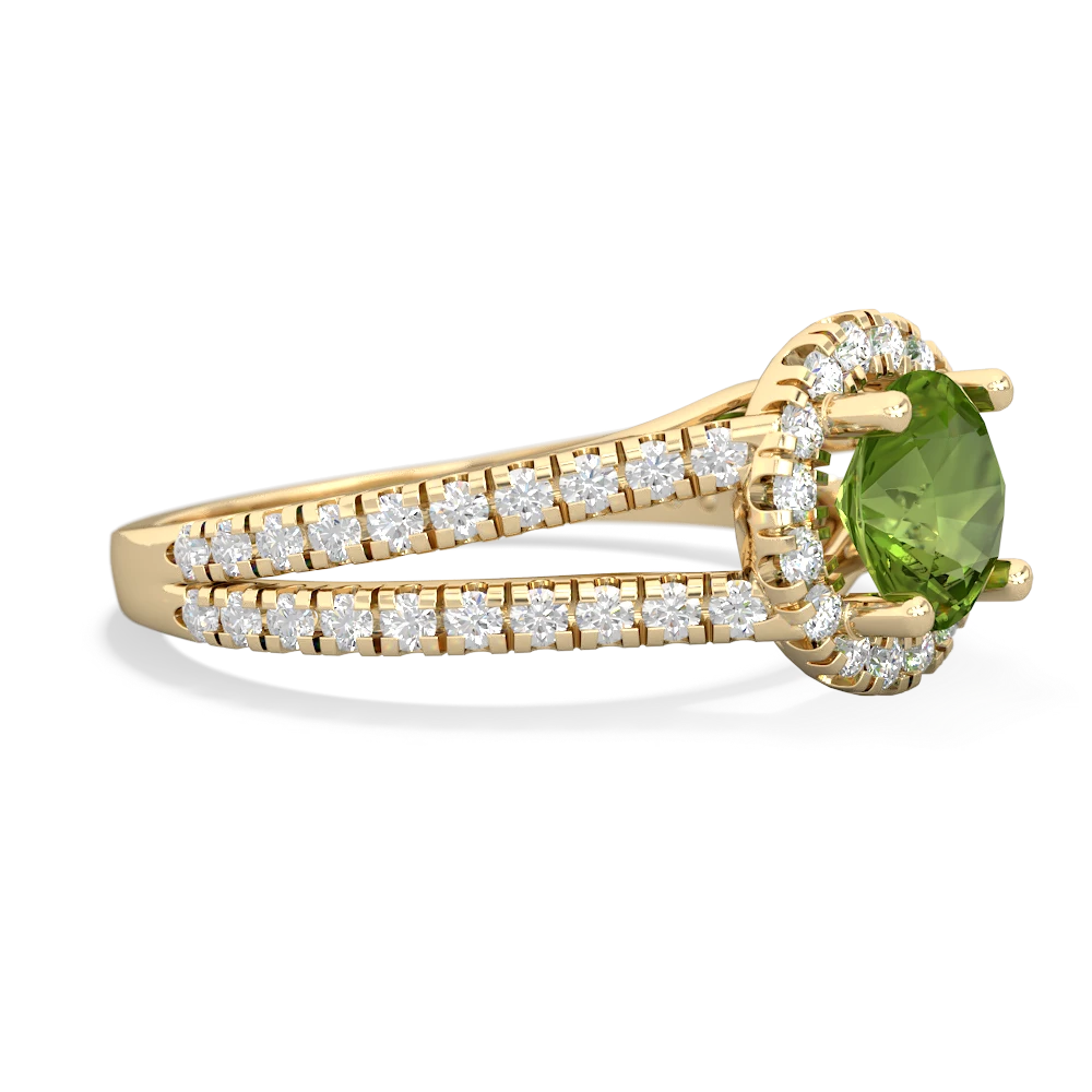 Peridot Pave Halo 14K Yellow Gold ring R5490