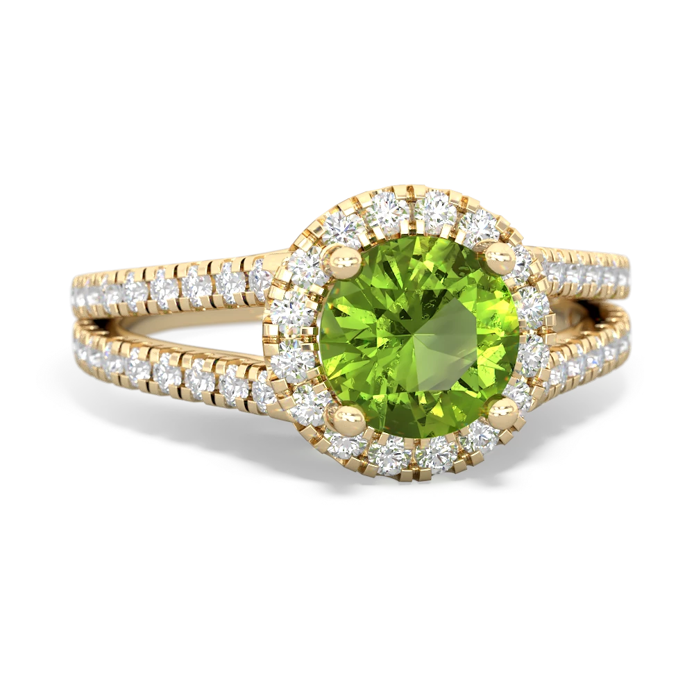 Peridot Pave Halo 14K Yellow Gold ring R5490