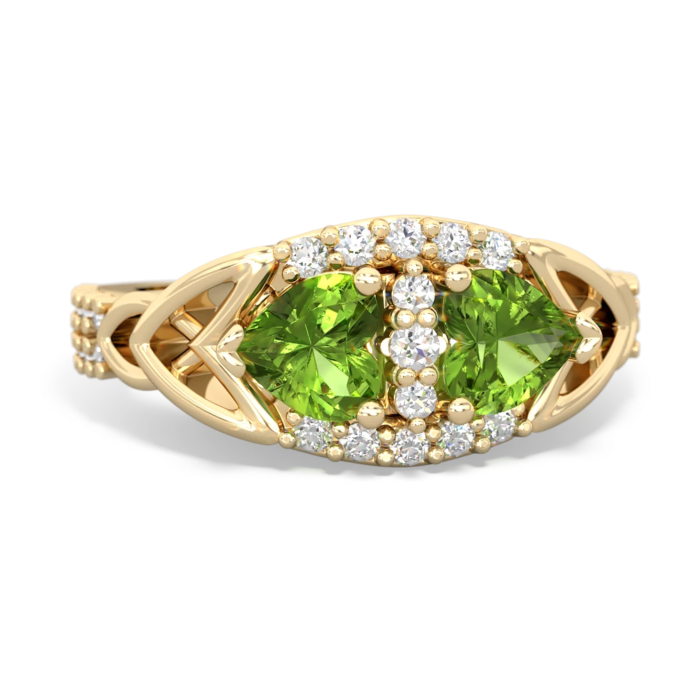 Peridot Sparkling Celtic Knot 14K Yellow Gold ring R2645