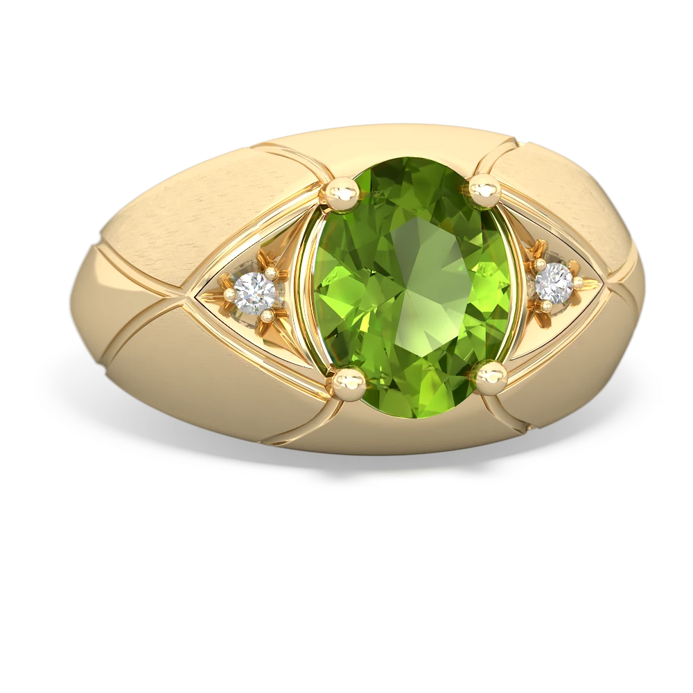 Peridot Men's Crossroads 14K Yellow Gold ring R0361