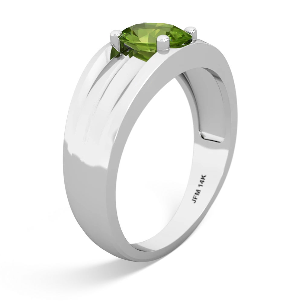 Peridot Men's Two Lane 14K White Gold ring R0363