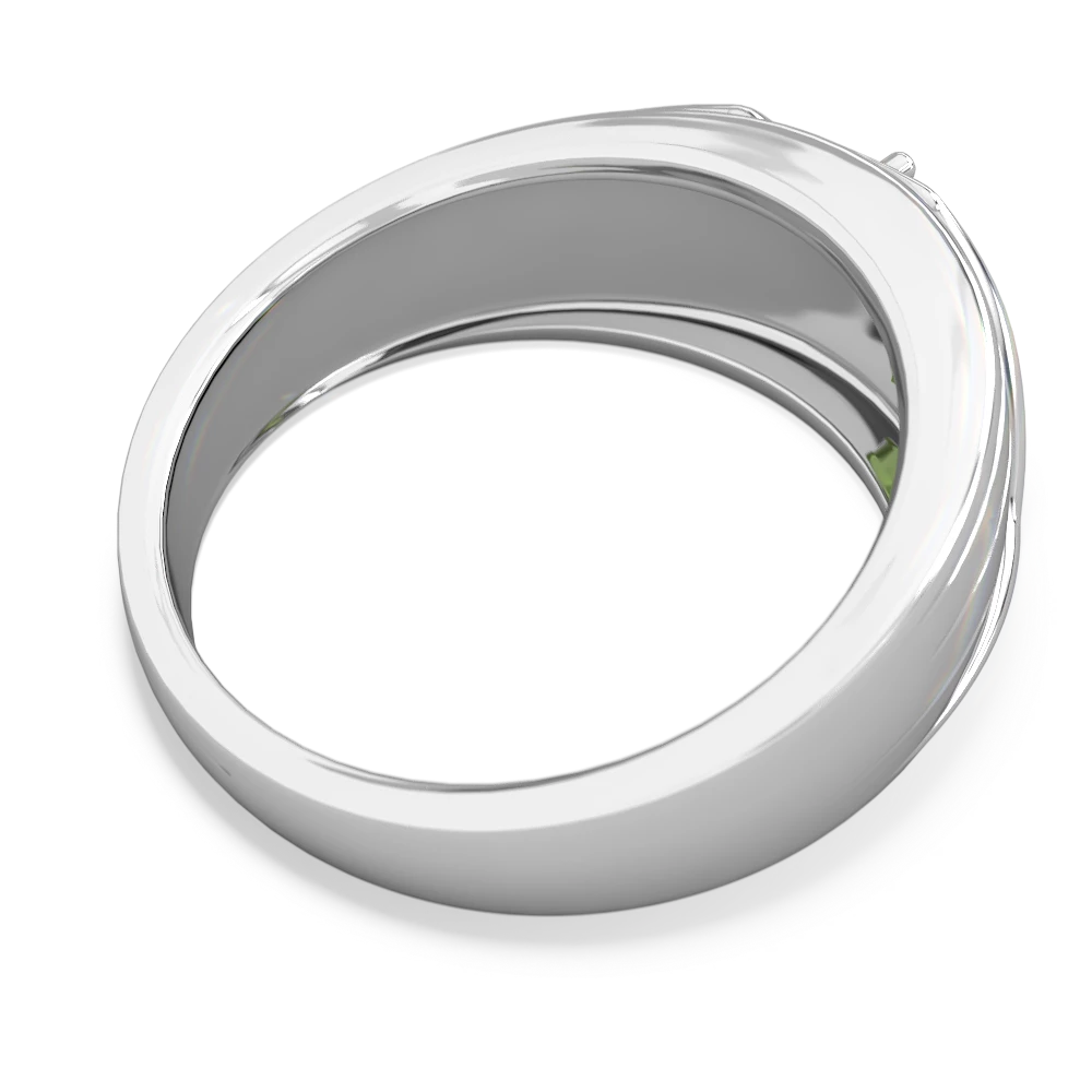 Peridot Men's Streamline 14K White Gold ring R0460