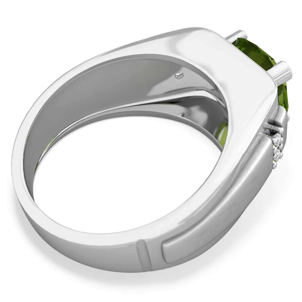 Peridot Men's 9Mm Round 14K White Gold ring R1822