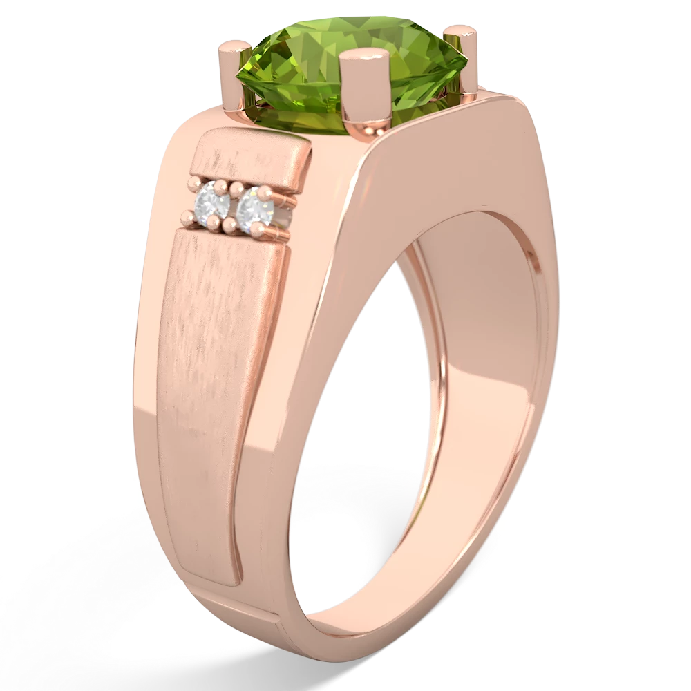 Peridot Men's 9Mm Round 14K Rose Gold ring R1822