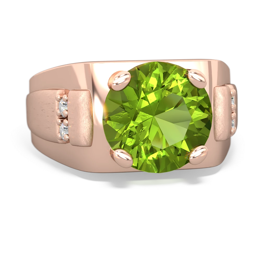 Peridot Men's 9Mm Round 14K Rose Gold ring R1822