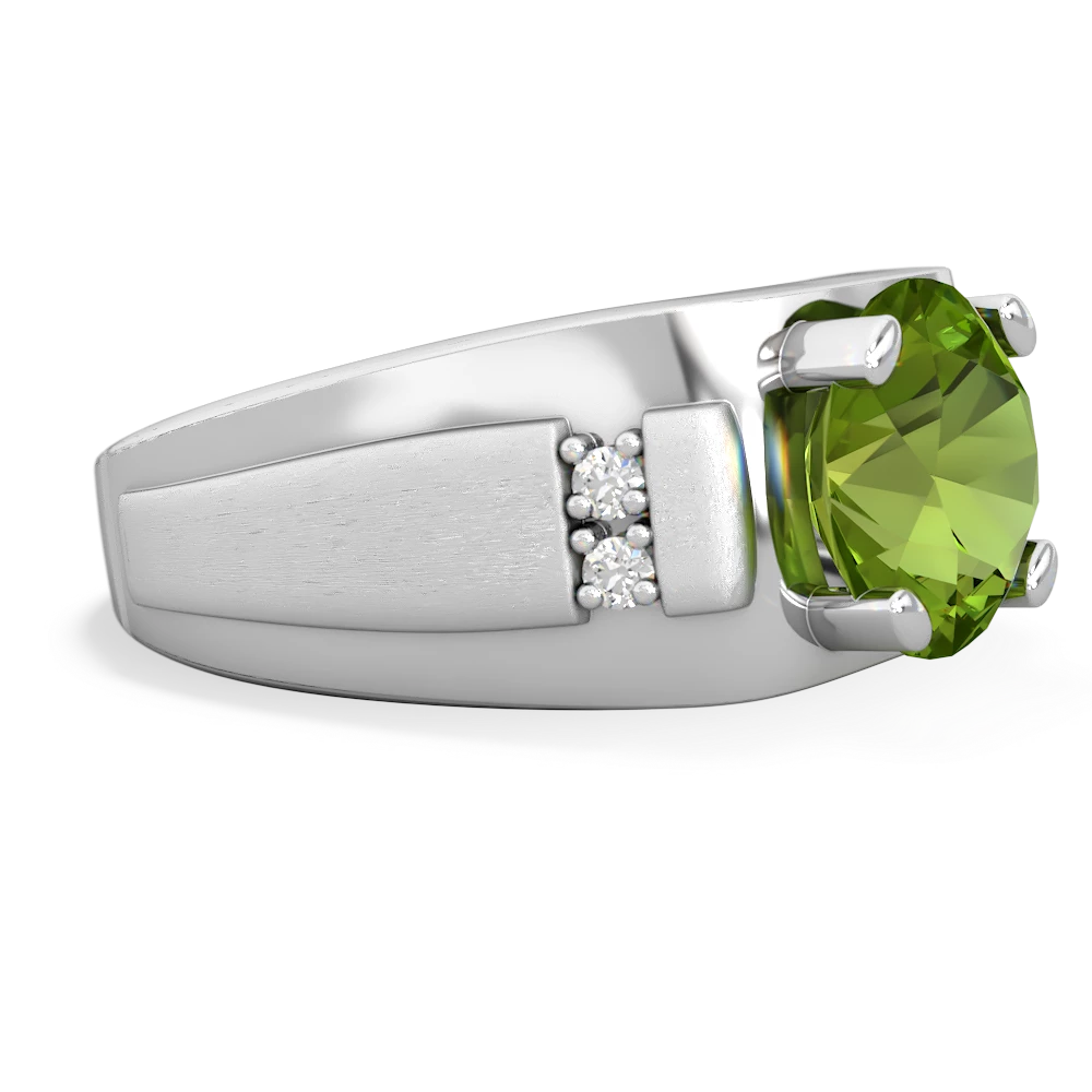 Peridot Men's 9Mm Round 14K White Gold ring R1822