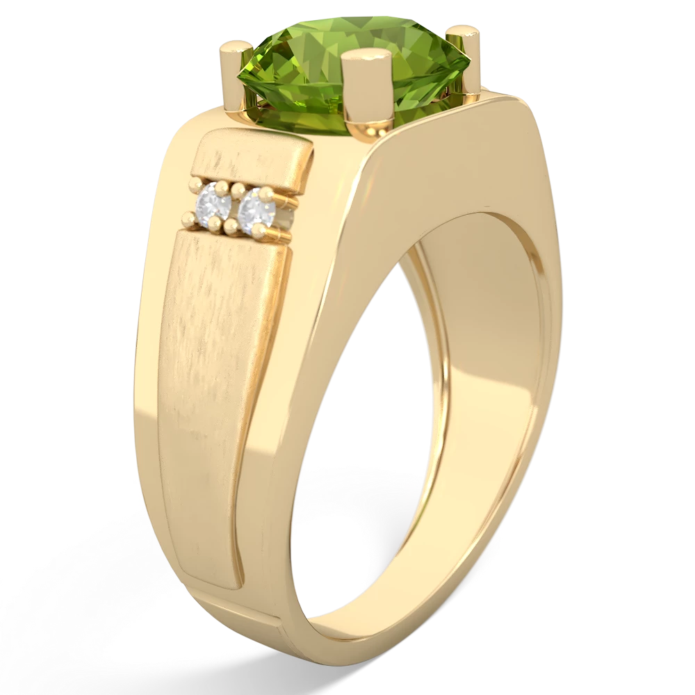 Peridot Men's 9Mm Round 14K Yellow Gold ring R1822