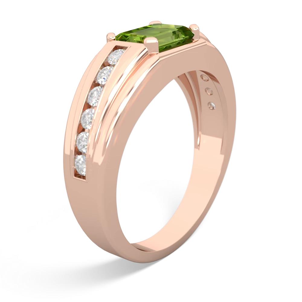 Peridot Men's Diamond Channel 14K Rose Gold ring R0500