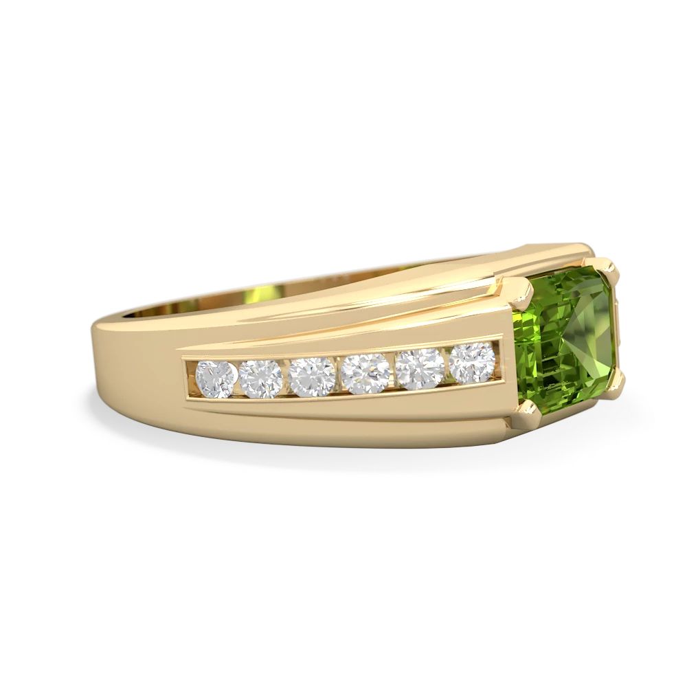 Peridot Men's Diamond Channel 14K Yellow Gold ring R0500