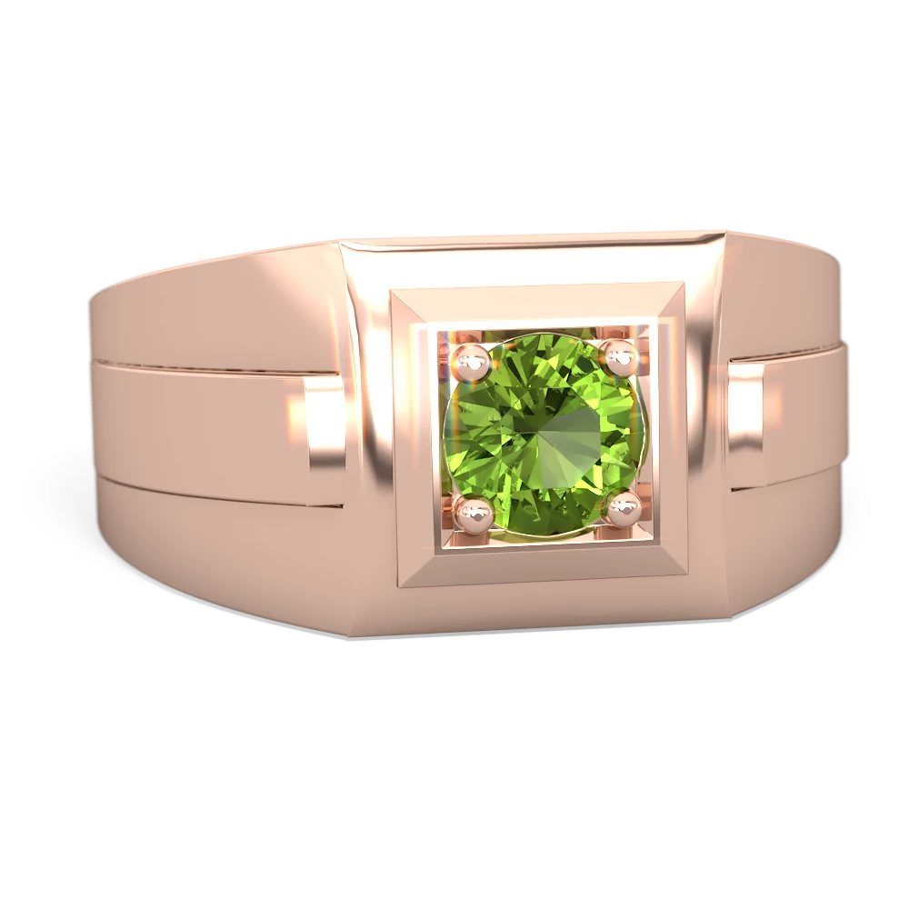 Peridot Men's Squared Circle 14K Rose Gold ring R0480