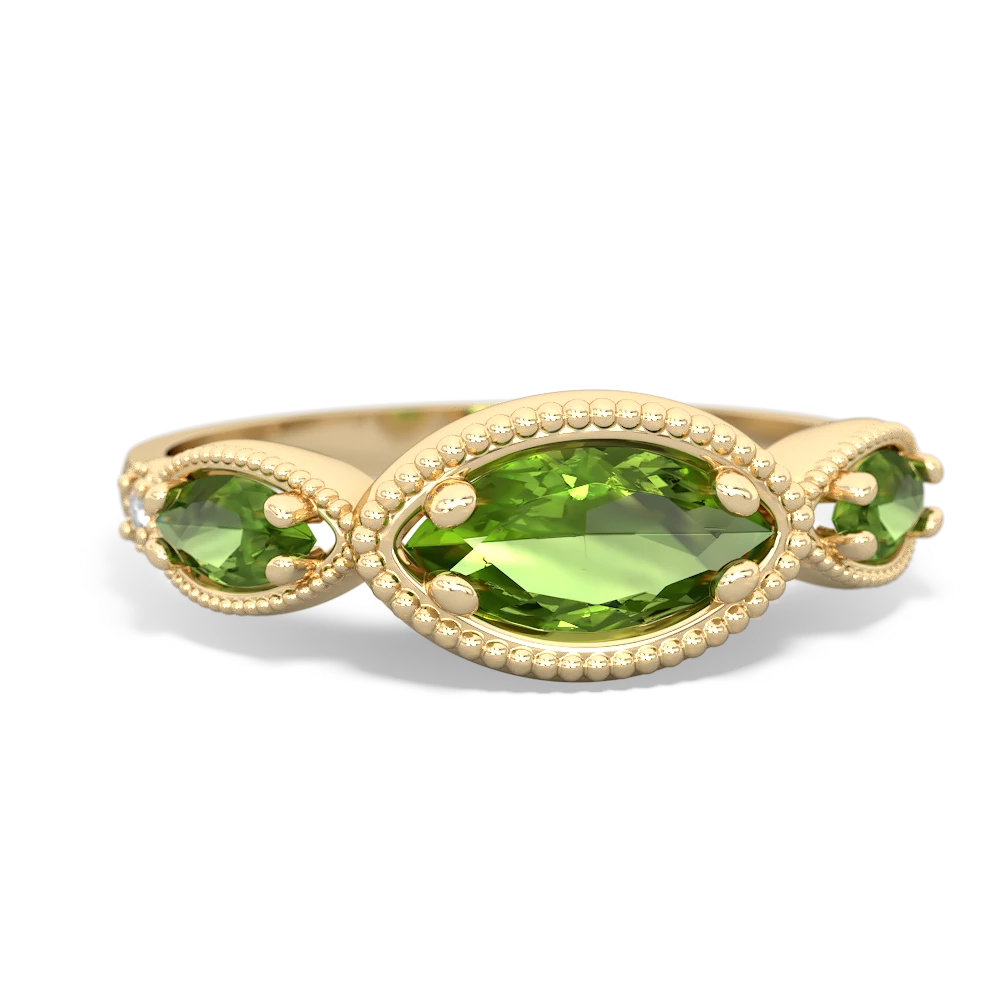 Peridot Milgrain Marquise 14K Yellow Gold ring R5700