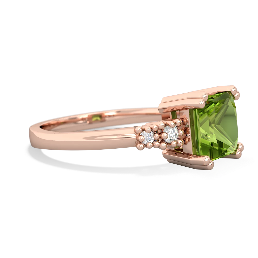 Peridot Art Deco Princess 14K Rose Gold ring R2014