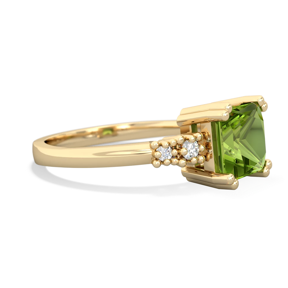 Peridot Art Deco Princess 14K Yellow Gold ring R2014