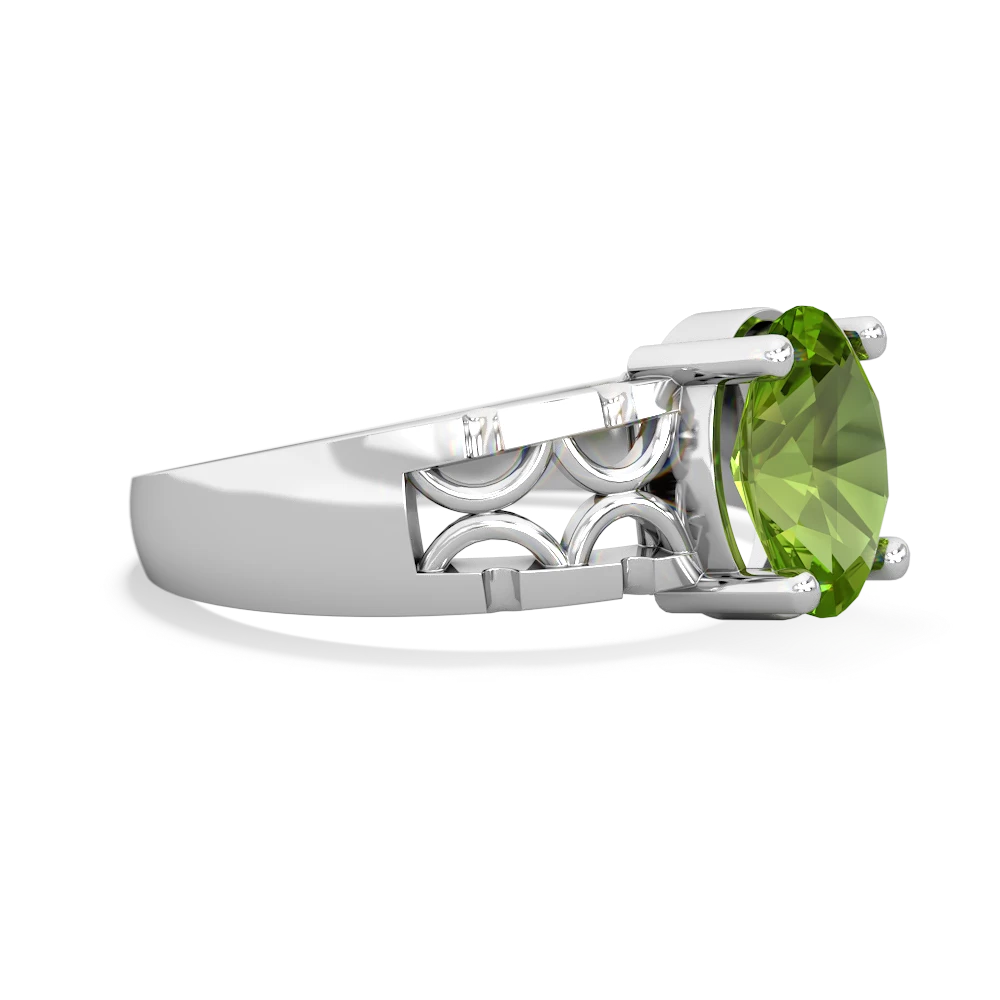 Peridot Art Deco Filigree 14K White Gold ring R2322