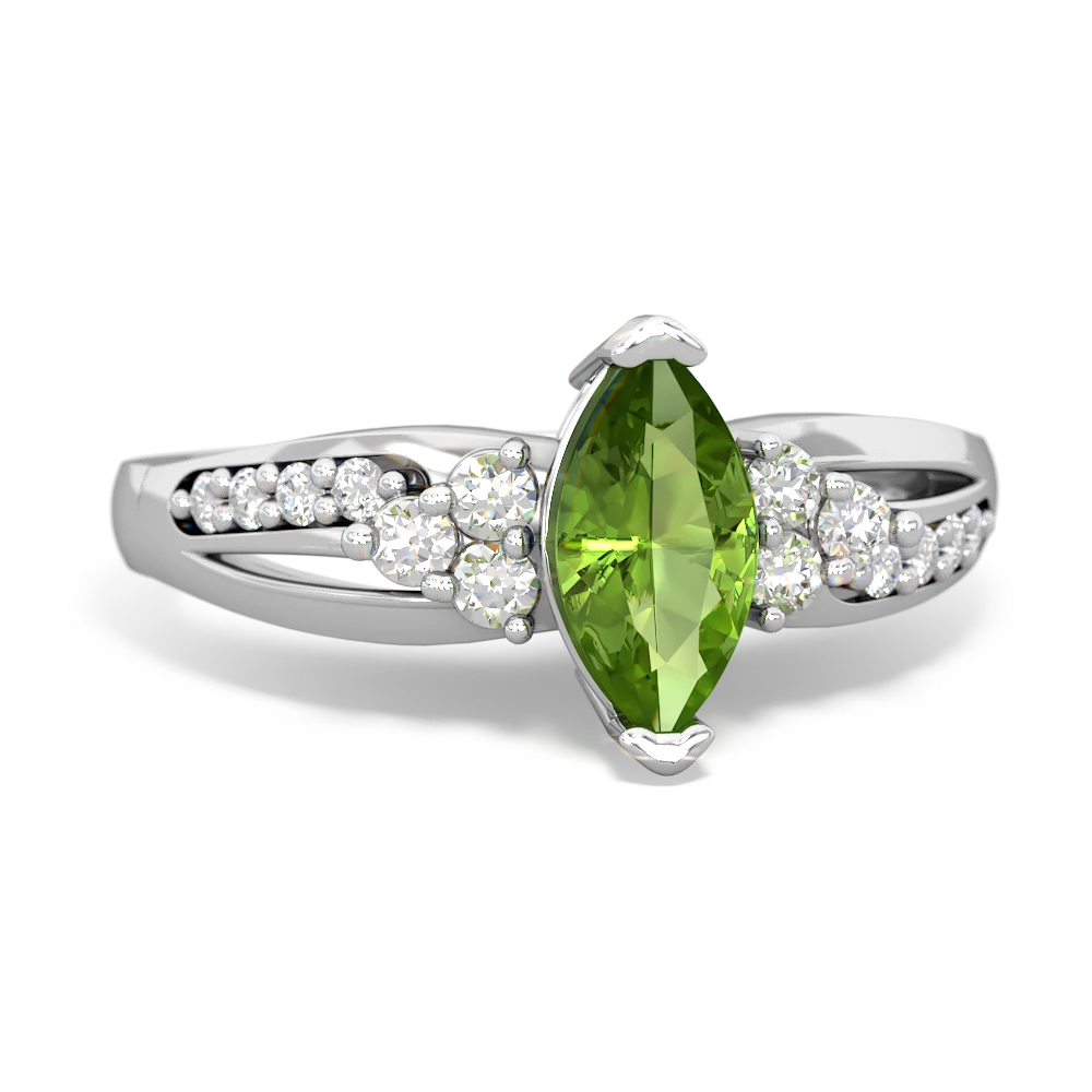 Peridot Royal Marquise 14K White Gold ring R2343