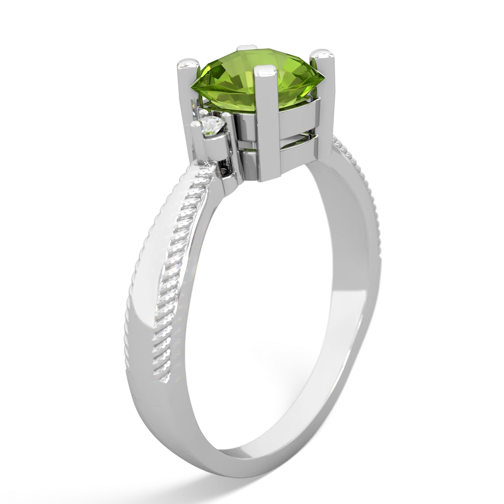 Peridot Cushion Rope 14K White Gold ring R2484