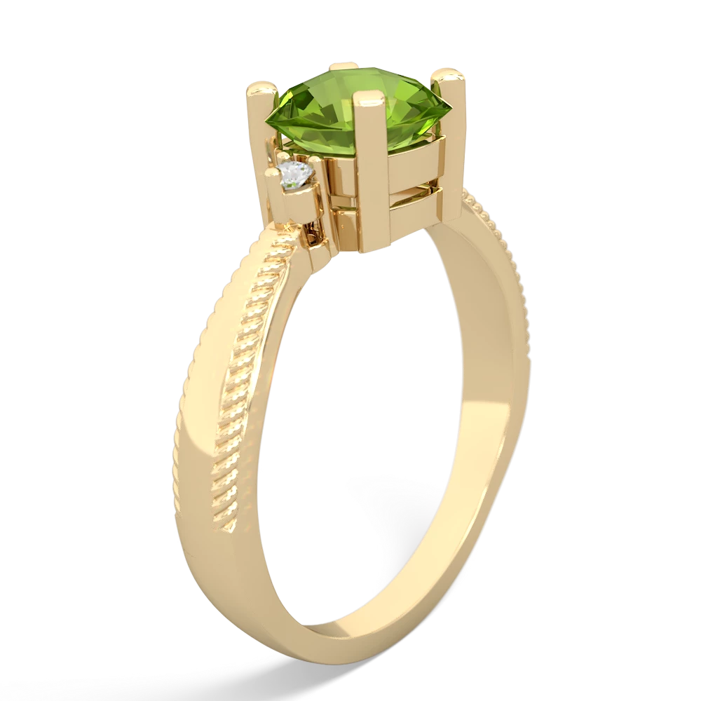 Peridot Cushion Rope 14K Yellow Gold ring R2484