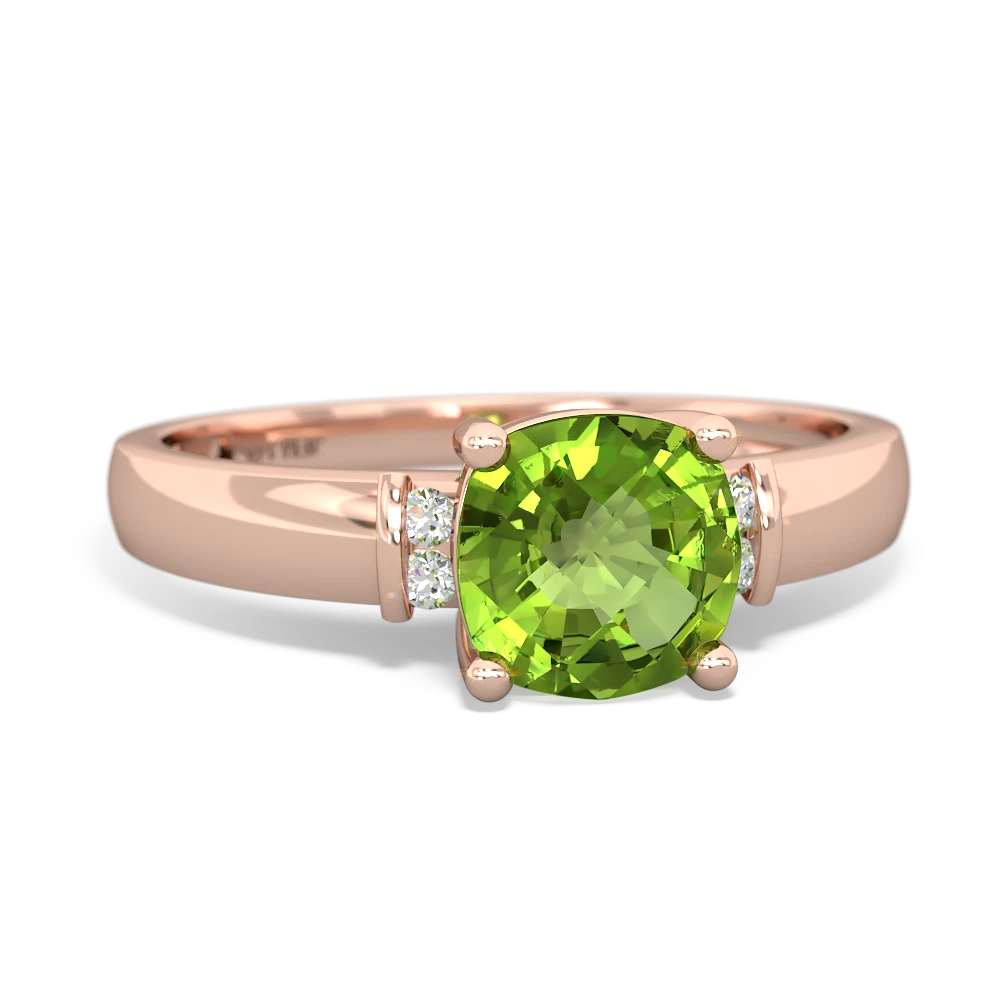 Peridot Simply Elegant Cushion 14K Rose Gold ring R2489