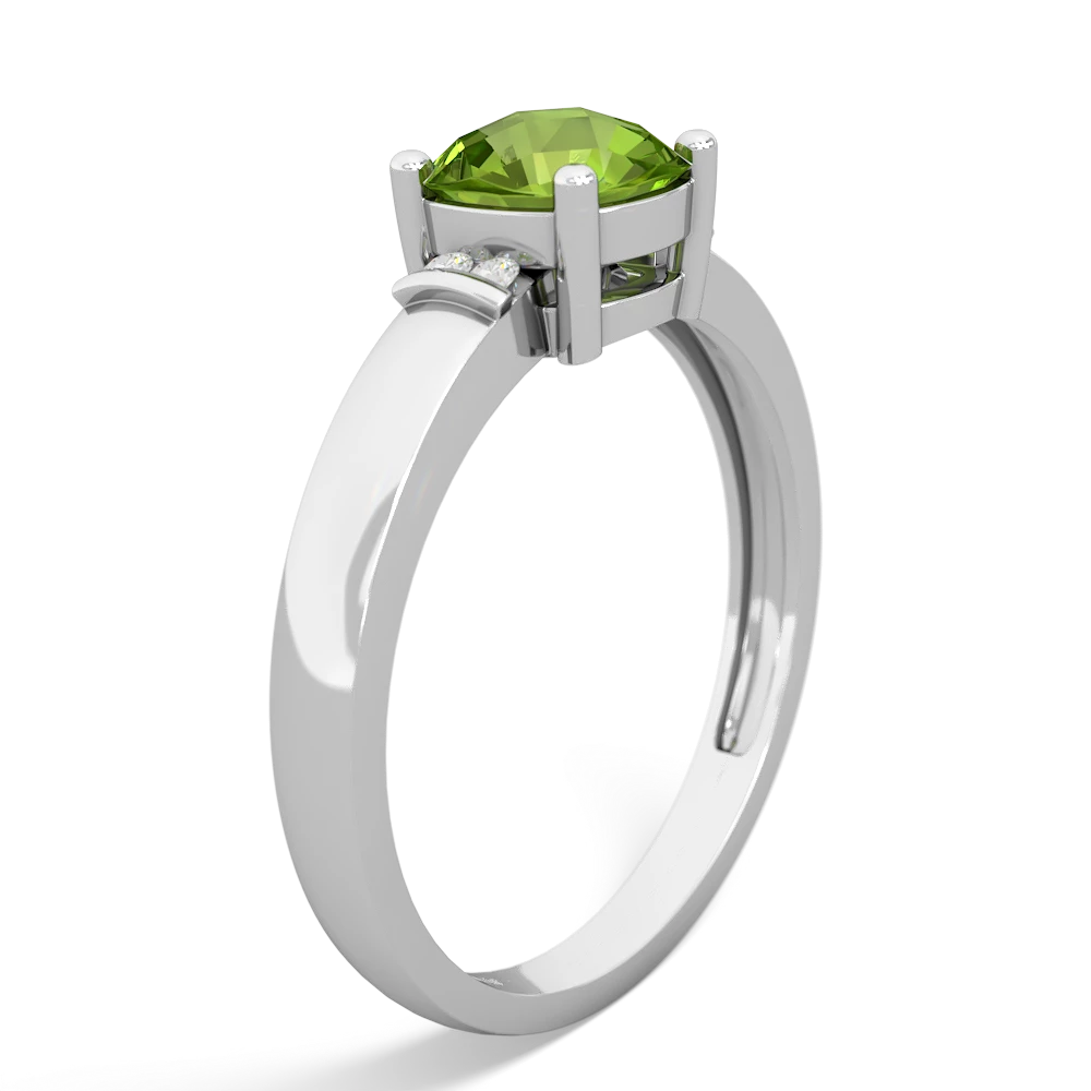 Peridot Simply Elegant Cushion 14K White Gold ring R2489