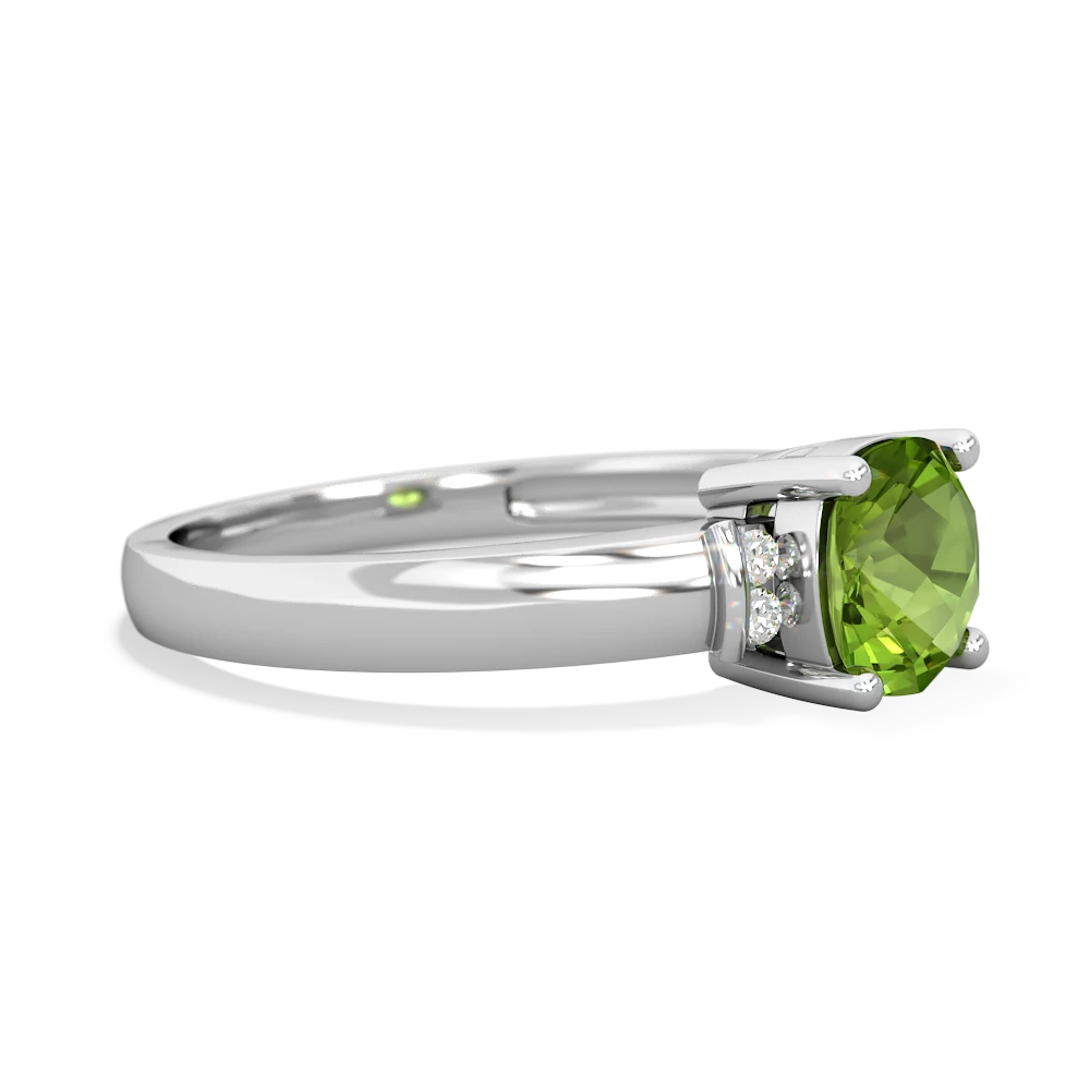 Peridot Simply Elegant Cushion 14K White Gold ring R2489