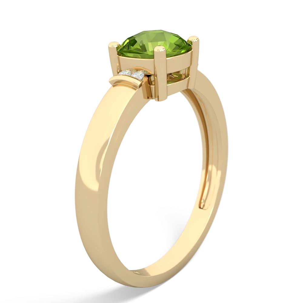 Peridot Simply Elegant Cushion 14K Yellow Gold ring R2489