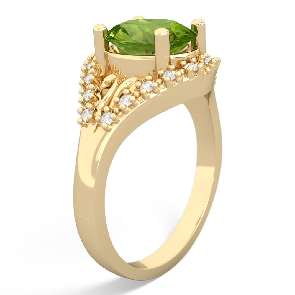 Peridot Antique Style Cocktail 14K Yellow Gold ring R2564