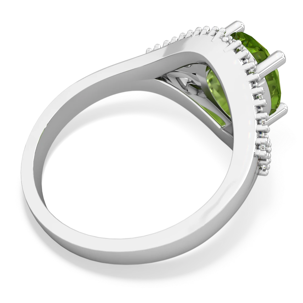 Peridot Antique Style Cocktail 14K White Gold ring R2564