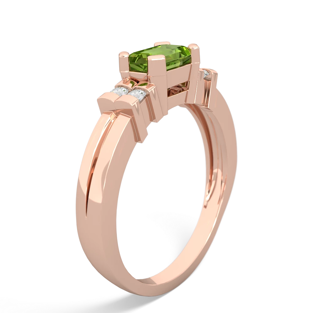 Peridot Art Deco East-West 14K Rose Gold ring R2590