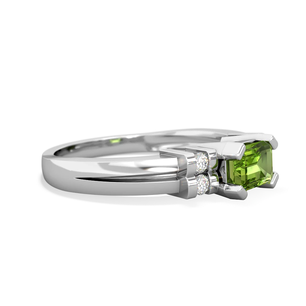 Peridot Art Deco East-West 14K White Gold ring R2590