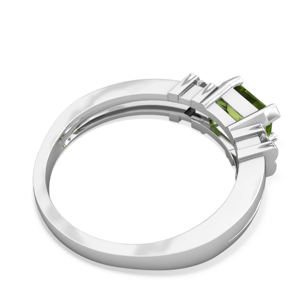 Peridot Art Deco East-West 14K White Gold ring R2590