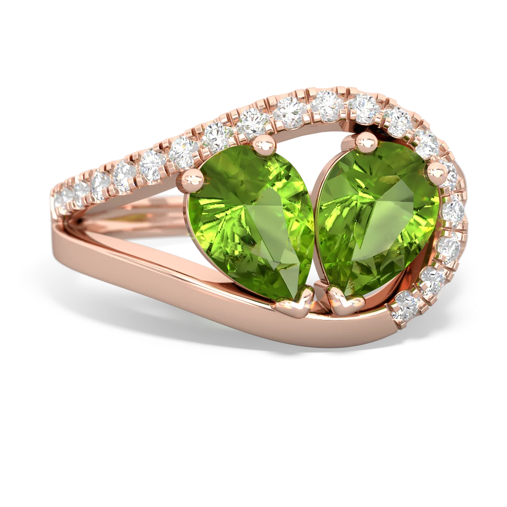 Peridot Nestled Heart Keepsake 14K Rose Gold ring R5650