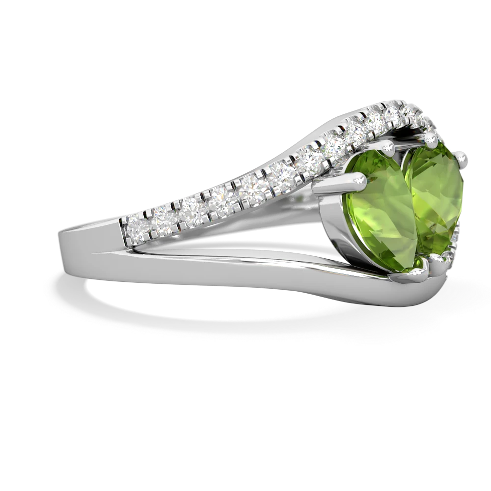 Peridot Nestled Heart Keepsake 14K White Gold ring R5650