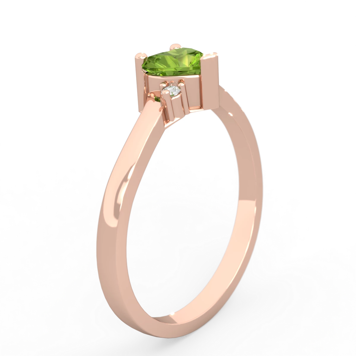 Peridot Delicate Heart 14K Rose Gold ring R0203