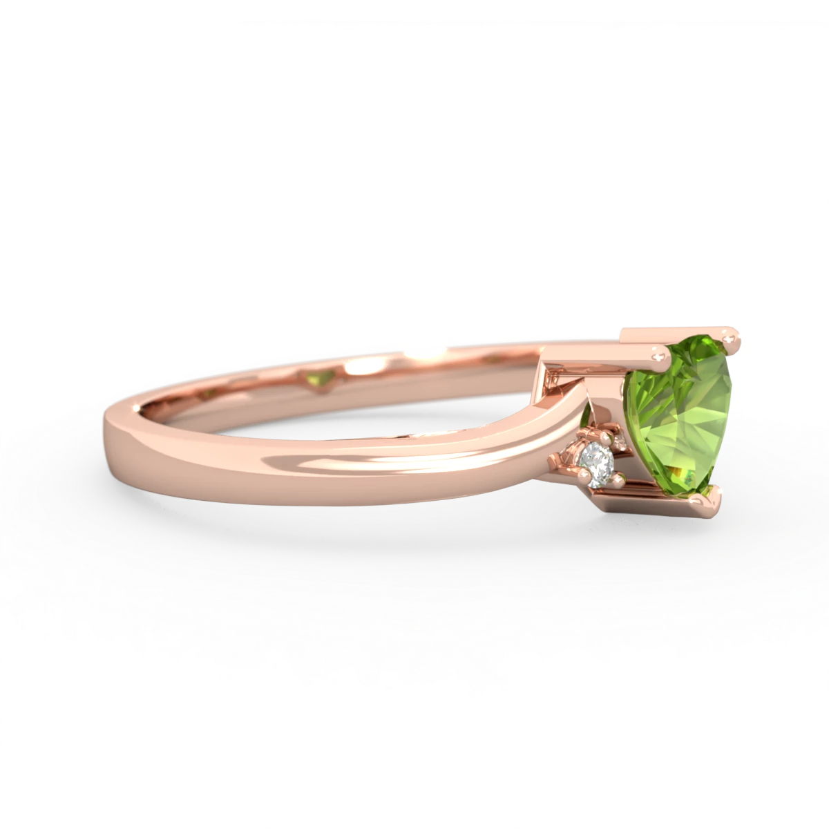Peridot Delicate Heart 14K Rose Gold ring R0203
