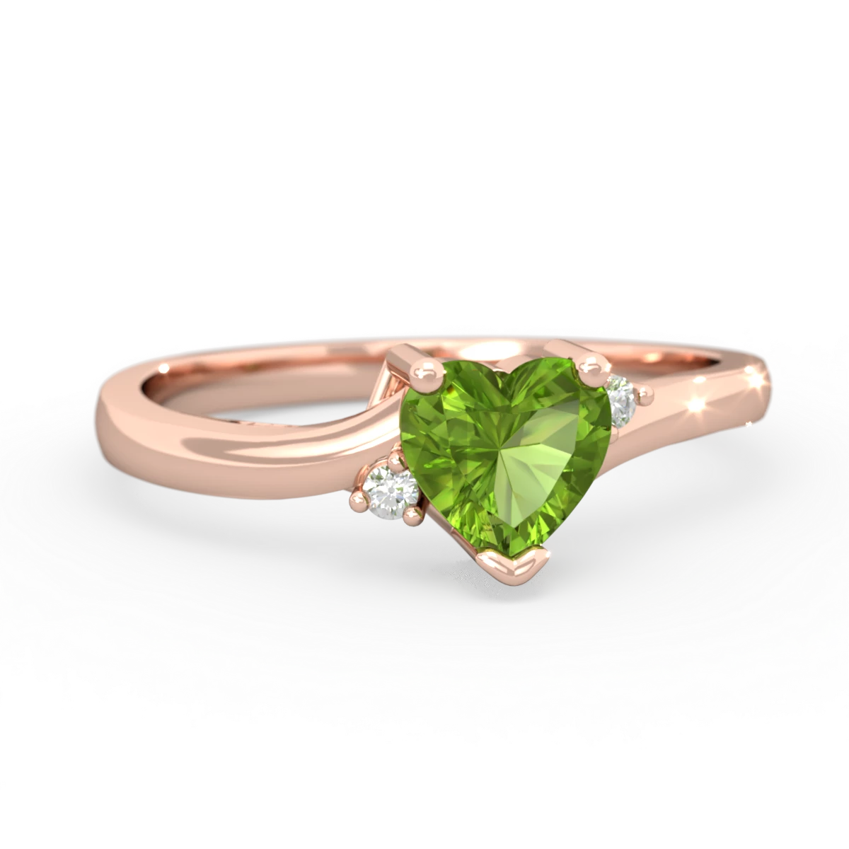 Peridot Delicate Heart 14K Rose Gold ring R0203
