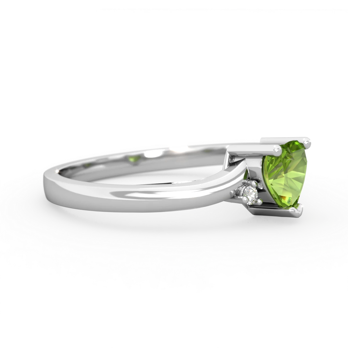 Peridot Delicate Heart 14K White Gold ring R0203