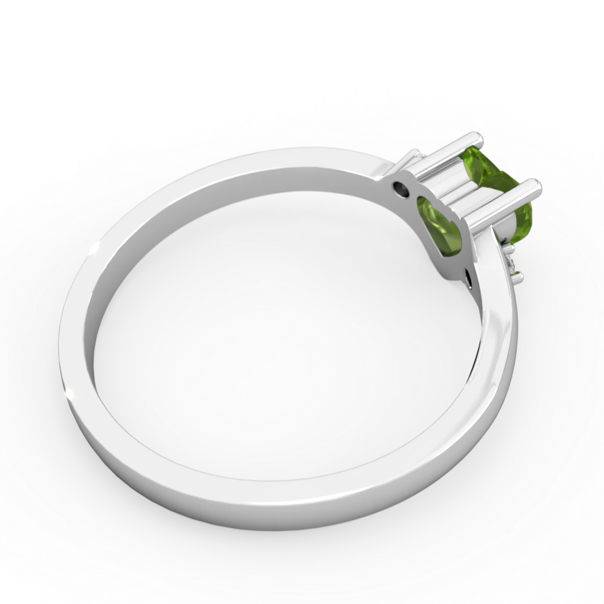 Peridot Delicate Heart 14K White Gold ring R0203