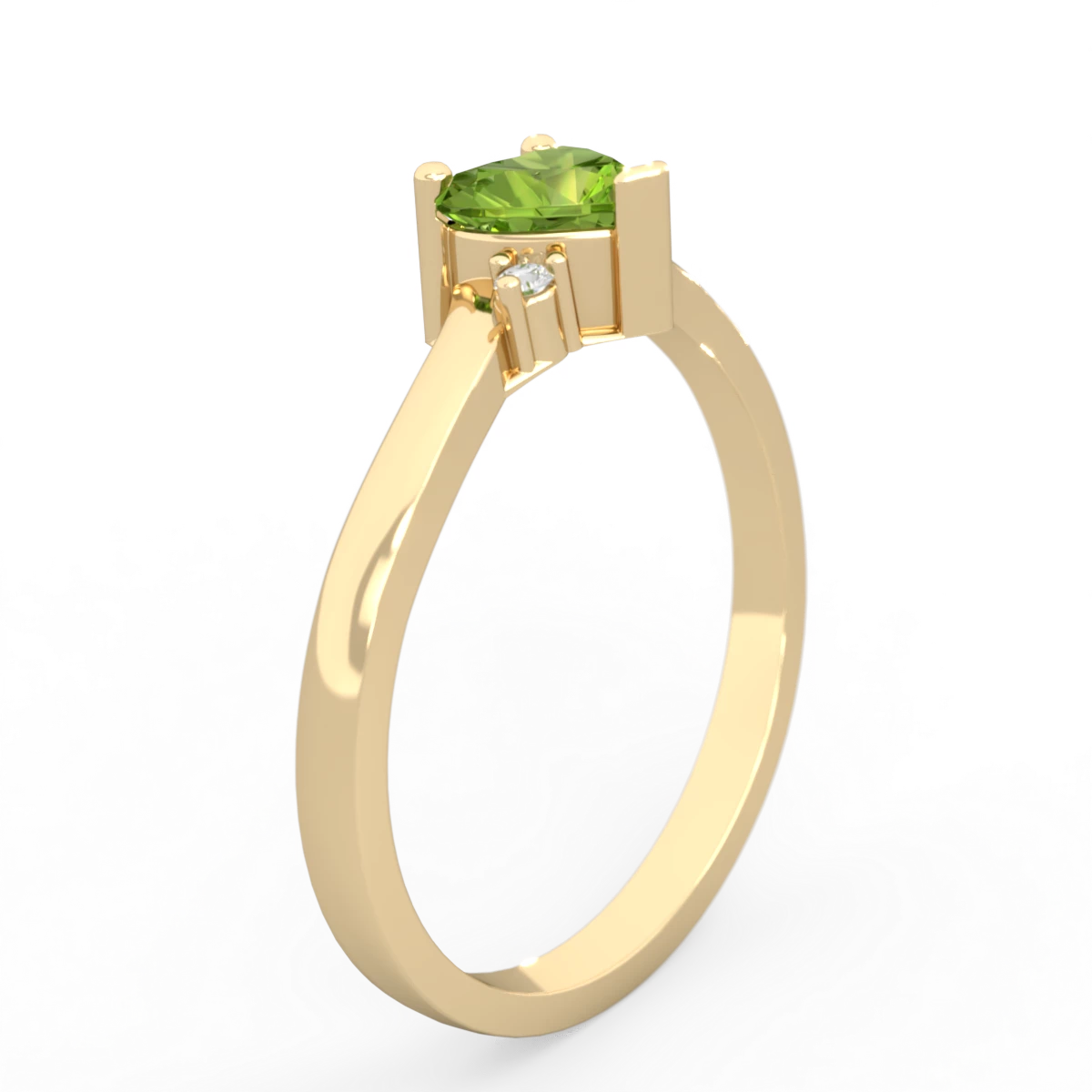 Peridot Delicate Heart 14K Yellow Gold ring R0203