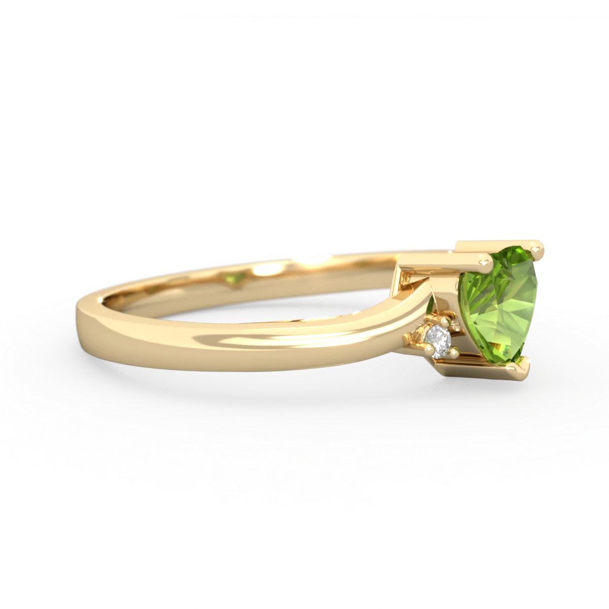 Peridot Delicate Heart 14K Yellow Gold ring R0203