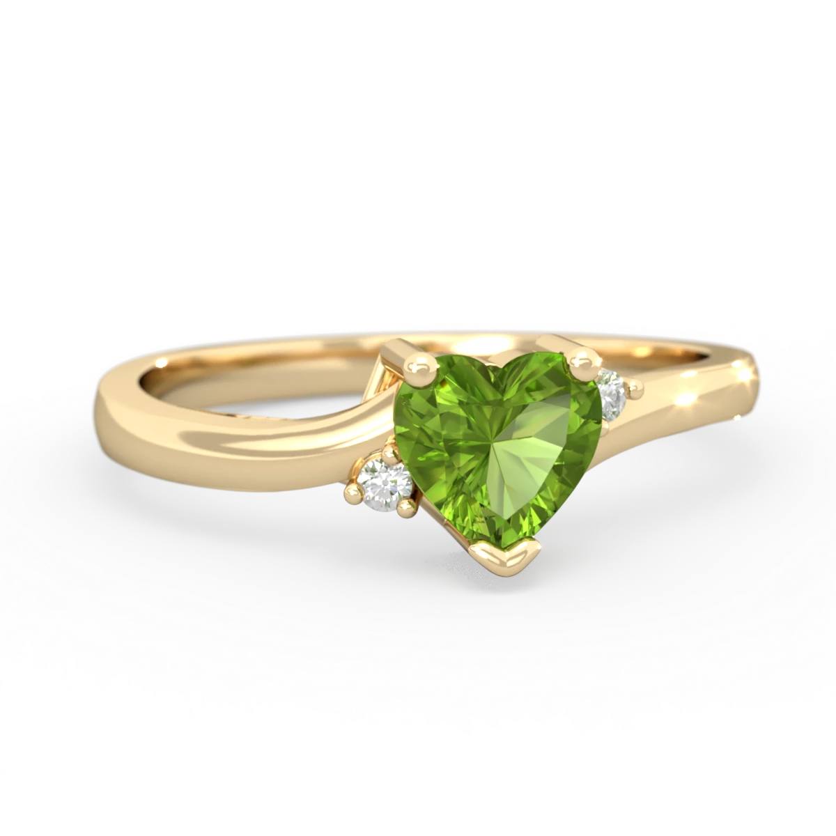 Peridot Delicate Heart 14K Yellow Gold ring R0203