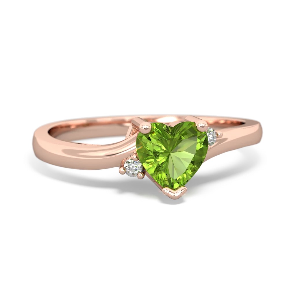 Peridot Delicate Heart 14K Rose Gold ring R0203