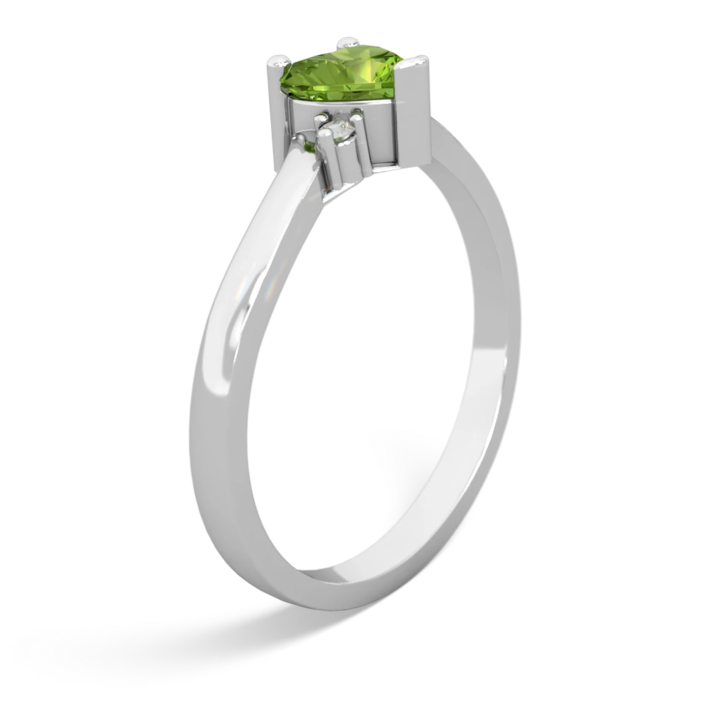 Peridot Delicate Heart 14K White Gold ring R0203