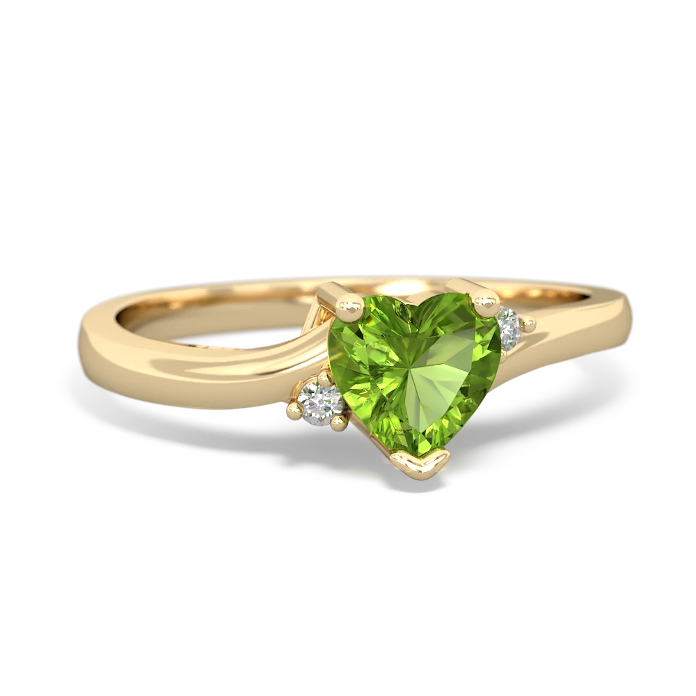 Peridot Delicate Heart 14K Yellow Gold ring R0203